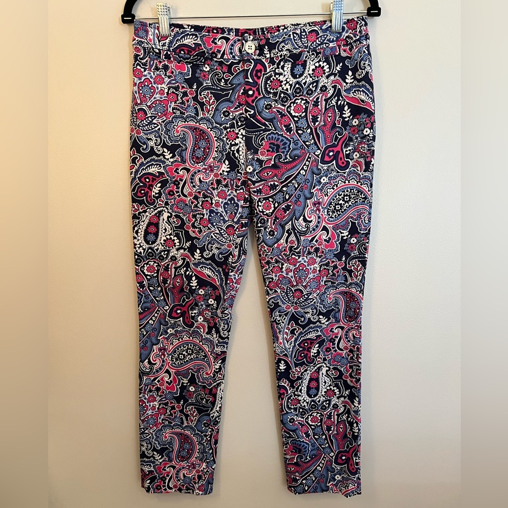 EUC Lauren Ralph Lauren Petite Blue and Pink Paisley Pants Size 2P